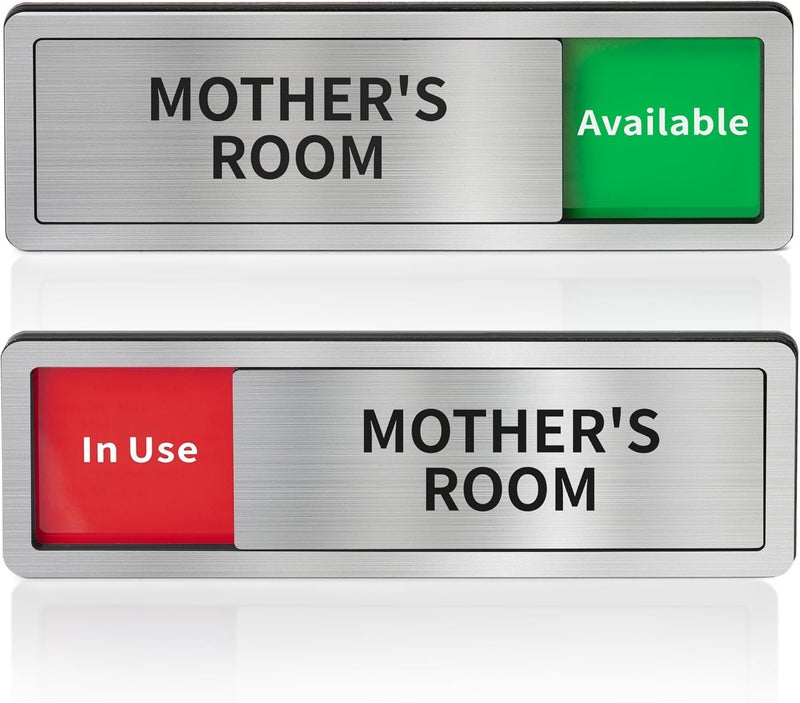 Abudada Mother's Room Door Signs, Do Not Disturb,Breastfeeding Door Sign, In Use/Available Slider Sign for Lactation Room, Privacy Vacant Occupied Nursing Signs，Brushed Silver - Image 1